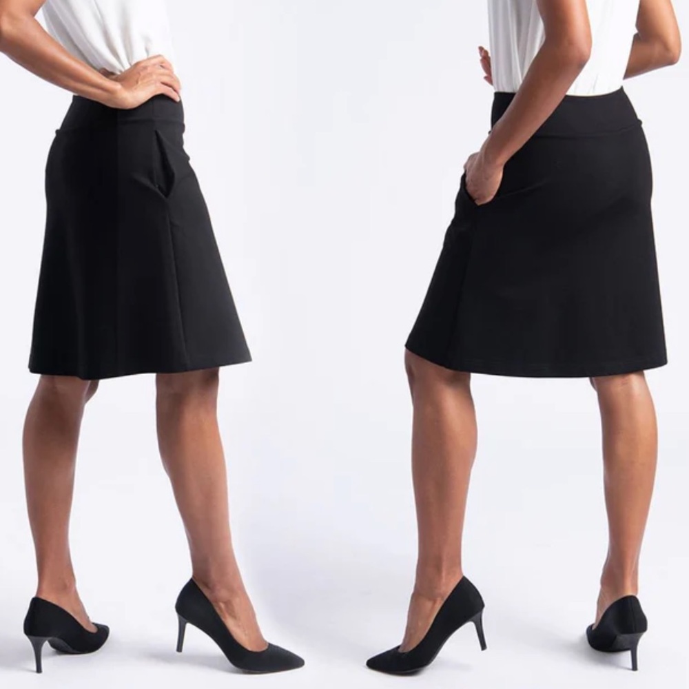 Betabrand Black A-line Ponte Short Skirt